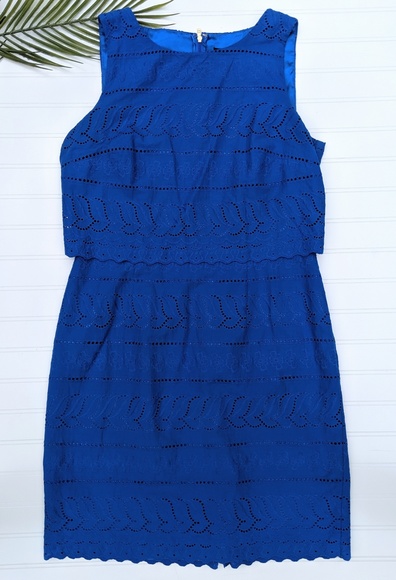 Ivanka Trump Dresses & Skirts - Ivanka Trump Blue Embroidered Eyelet Dress